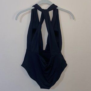 Lulu's Black Halter Twist One Piece Swimsuit - Size M